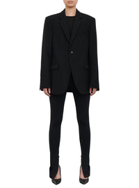Blazer oversize à simple boutonnage en laine - Black