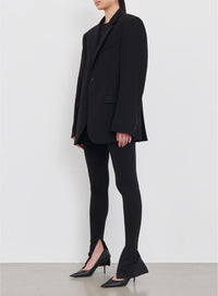 Blazer oversize à simple boutonnage en laine - Black