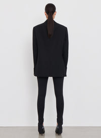 Blazer oversize à simple boutonnage en laine - Black