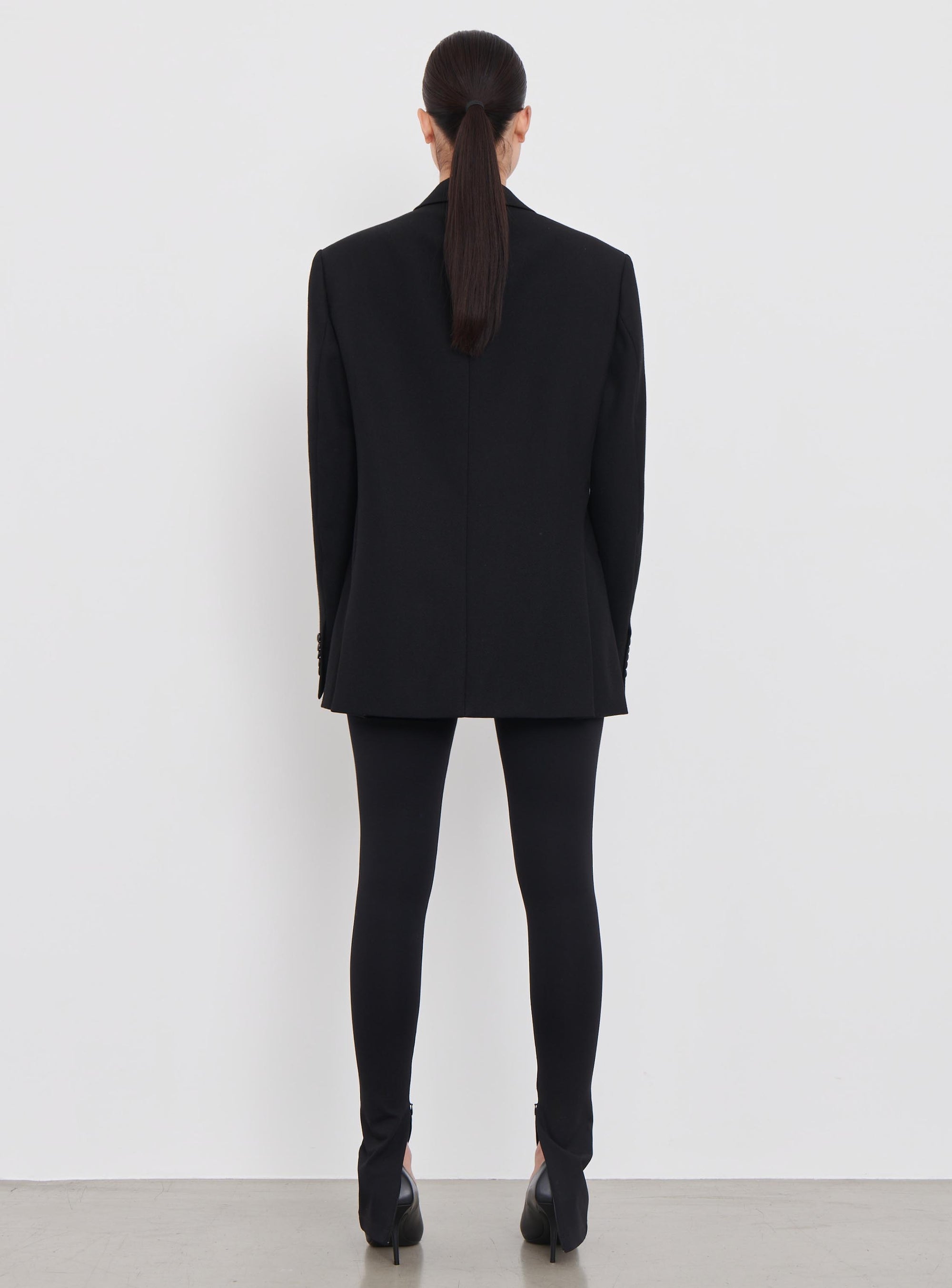 Blazer oversize à simple boutonnage en laine - Black