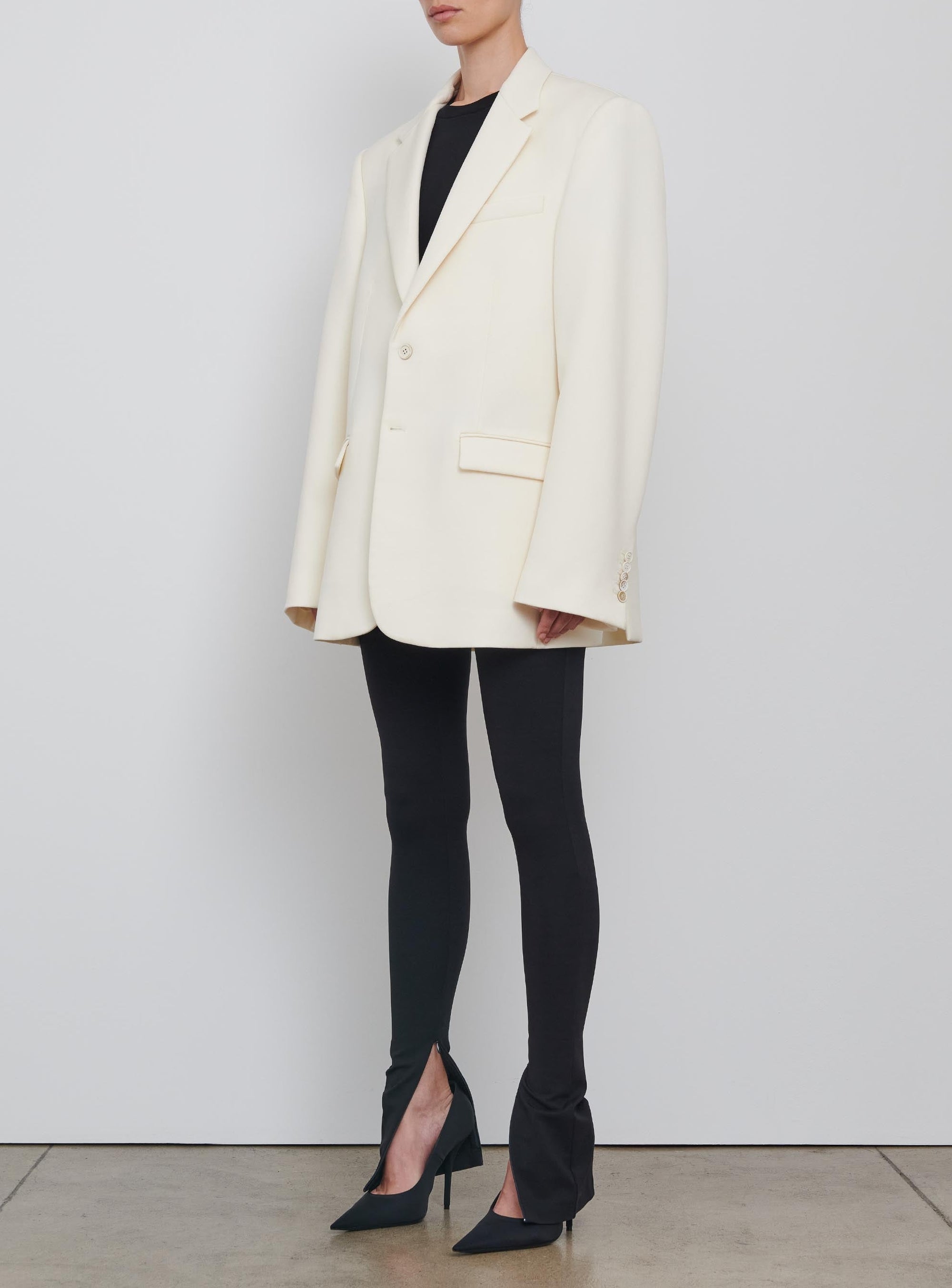 Oversized single-breasted wool blazer - Off White