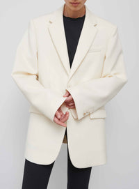 Oversized single-breasted wool blazer - Off White
