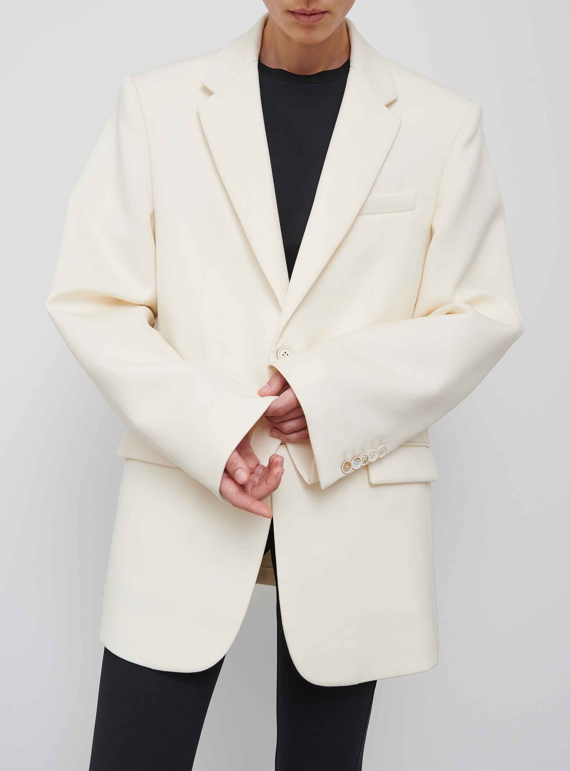 Oversized single-breasted wool blazer - Off White