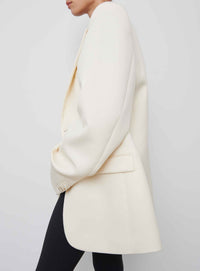 Oversized single-breasted wool blazer - Off White