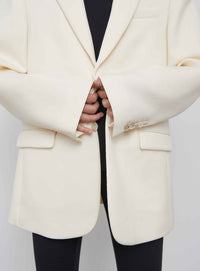 Oversized single-breasted wool blazer - Off White