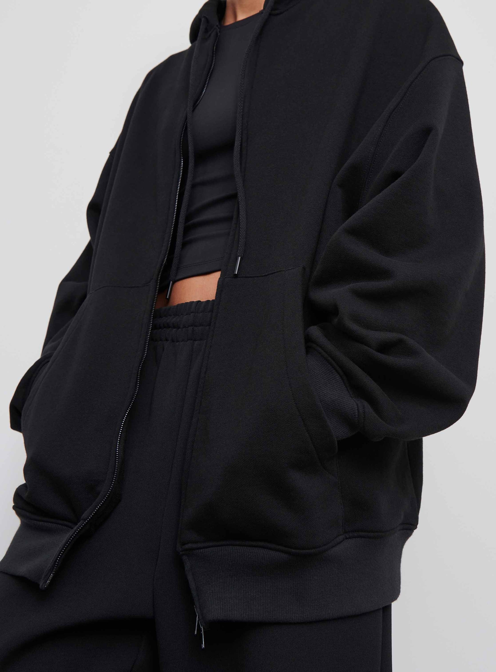 Oversize Zip Hoodie - Black