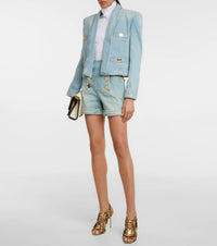 Short taille haute en denim - Bleu Jean Clair