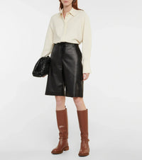 Bottes Ribbon Cavalier en cuir lisse - Noir