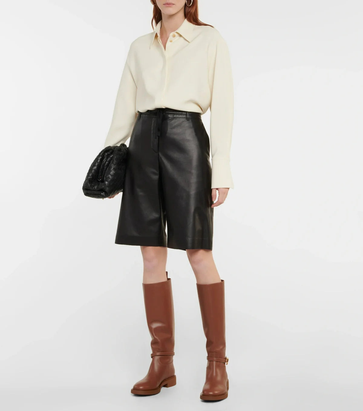 Bottes Ribbon Cavalier en cuir lisse - Noir