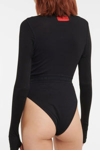 Body côtelé décolleté - Black