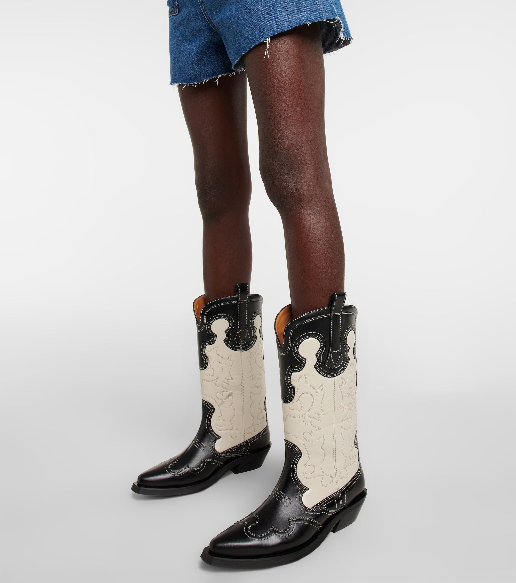Bottes Western en cuir - Black & Egret