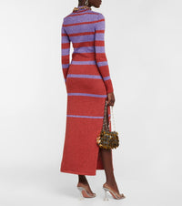 Maxi dress with side slit - Purple & Red
