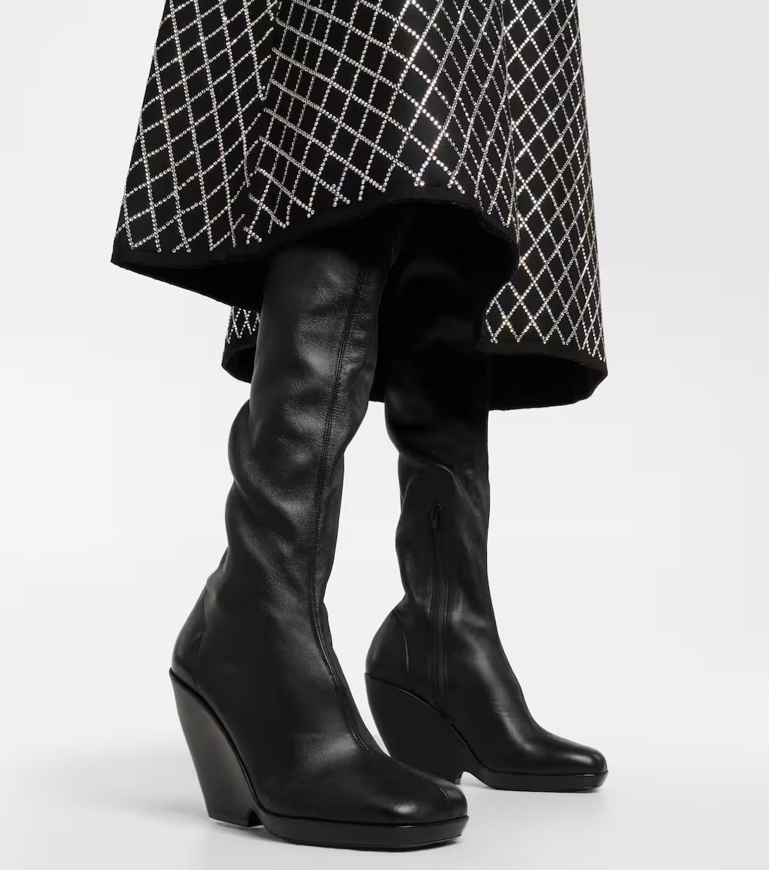 Morgan over-the-knee boot in leather - Black