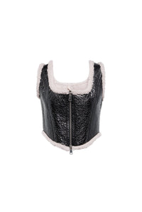 Corset Cyber en cuir - Black & Écru