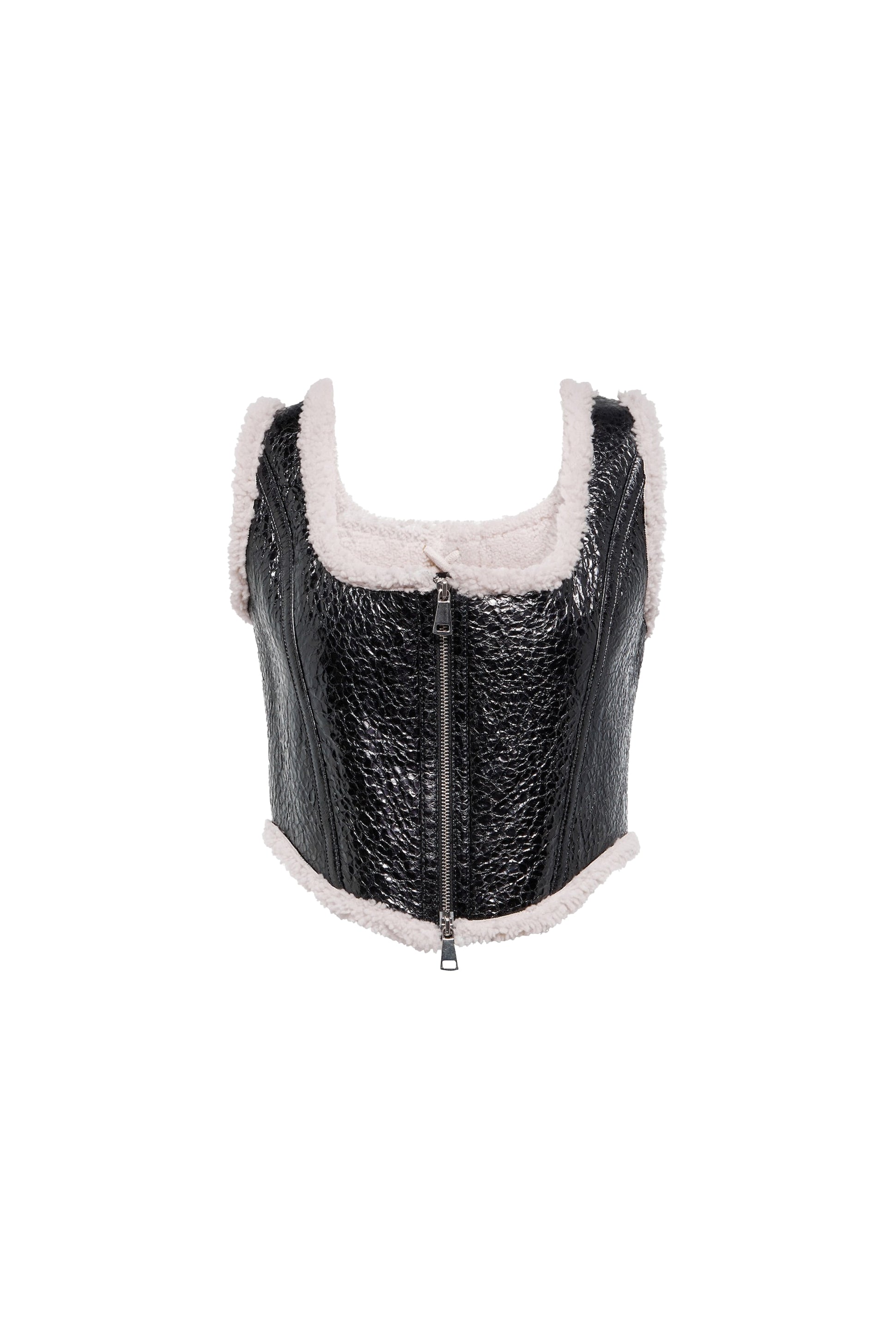 Corset Cyber en cuir - Black & Écru