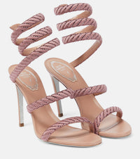 Sandales à talons Cleopatra 105 à strass en satin - Blush & Blush Rose