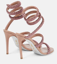 Sandales à talons Cleopatra 105 à strass en satin - Blush & Blush Rose