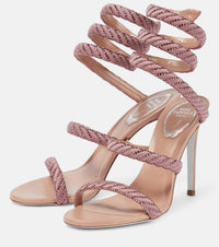 Sandales à talons Cleopatra 105 à strass en satin - Blush & Blush Rose