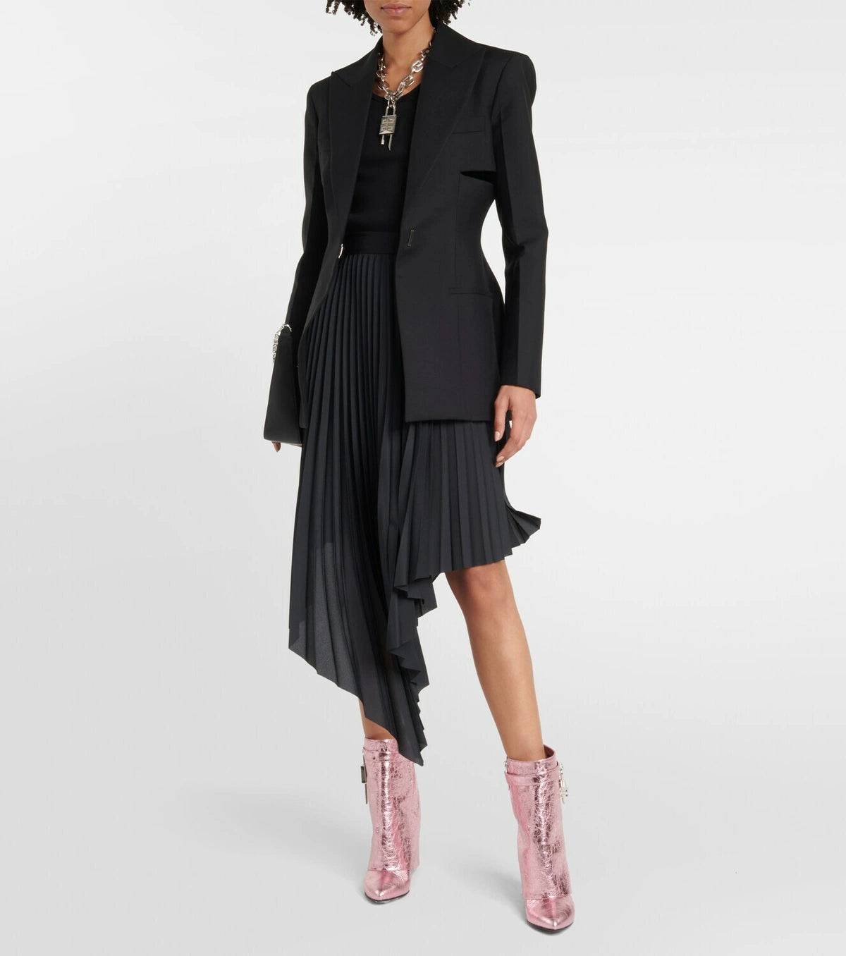 Bottines Shark Lock 90 en cuir - Rose Soie