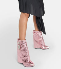 Bottines Shark Lock 90 en cuir - Rose Soie