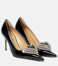 Triple Heart 95 pumps in patent leather & rhinestone - Black