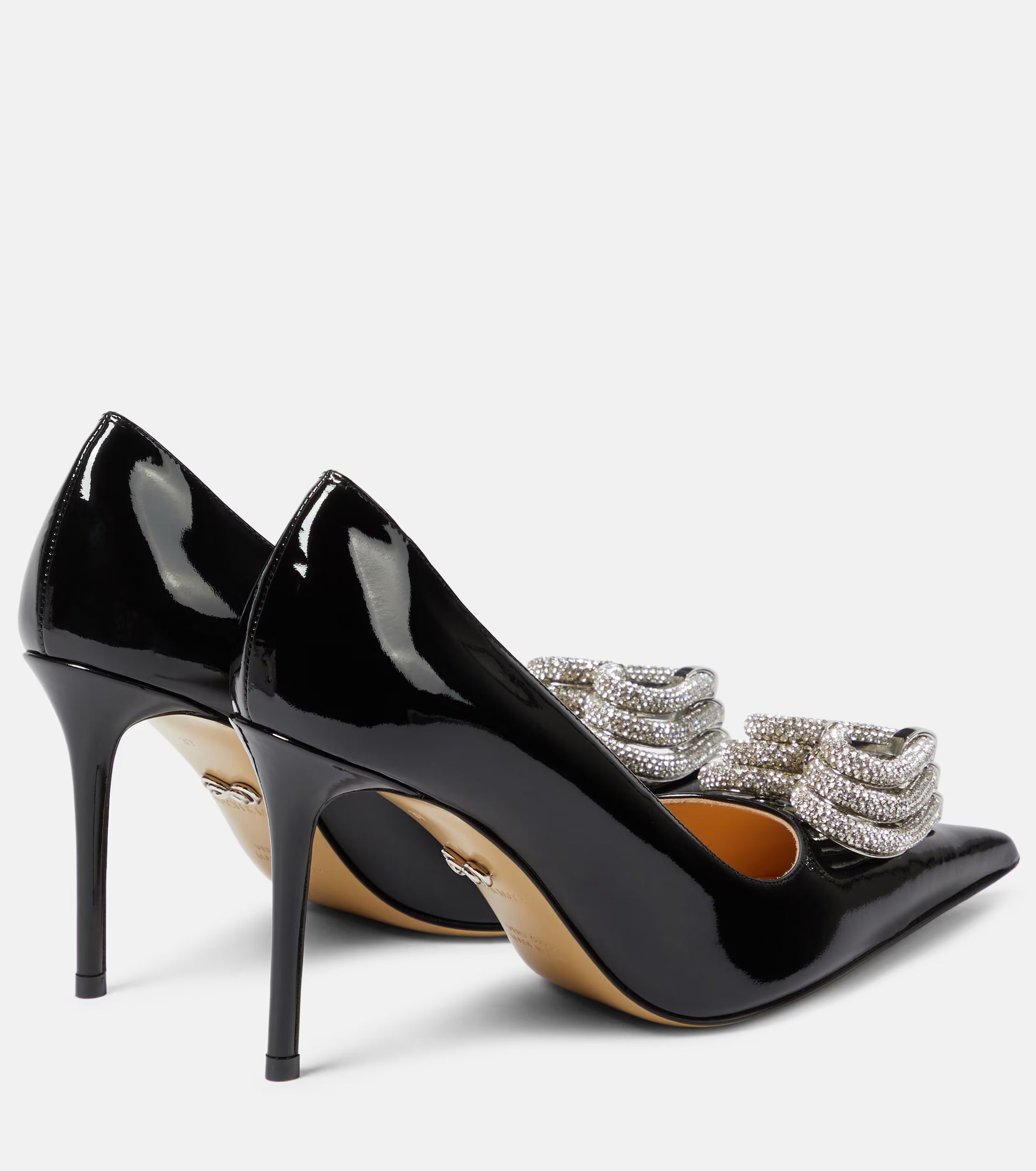 Triple Heart 95 pumps in patent leather & rhinestone - Black