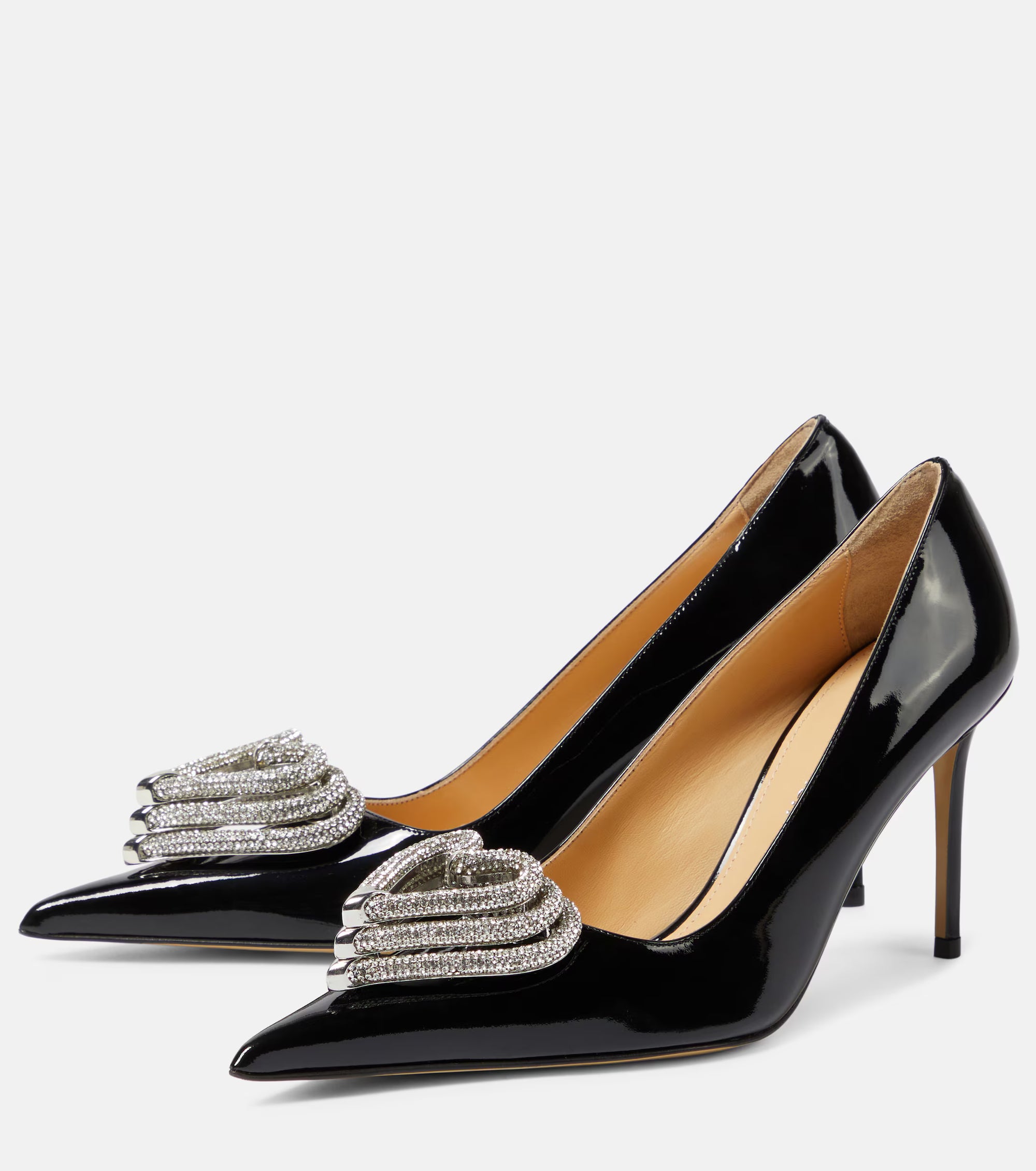 Triple Heart 95 pumps in patent leather & rhinestone - Black