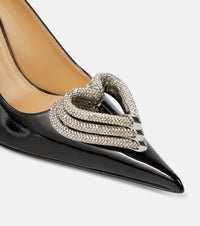 Triple Heart 95 pumps in patent leather & rhinestone - Black