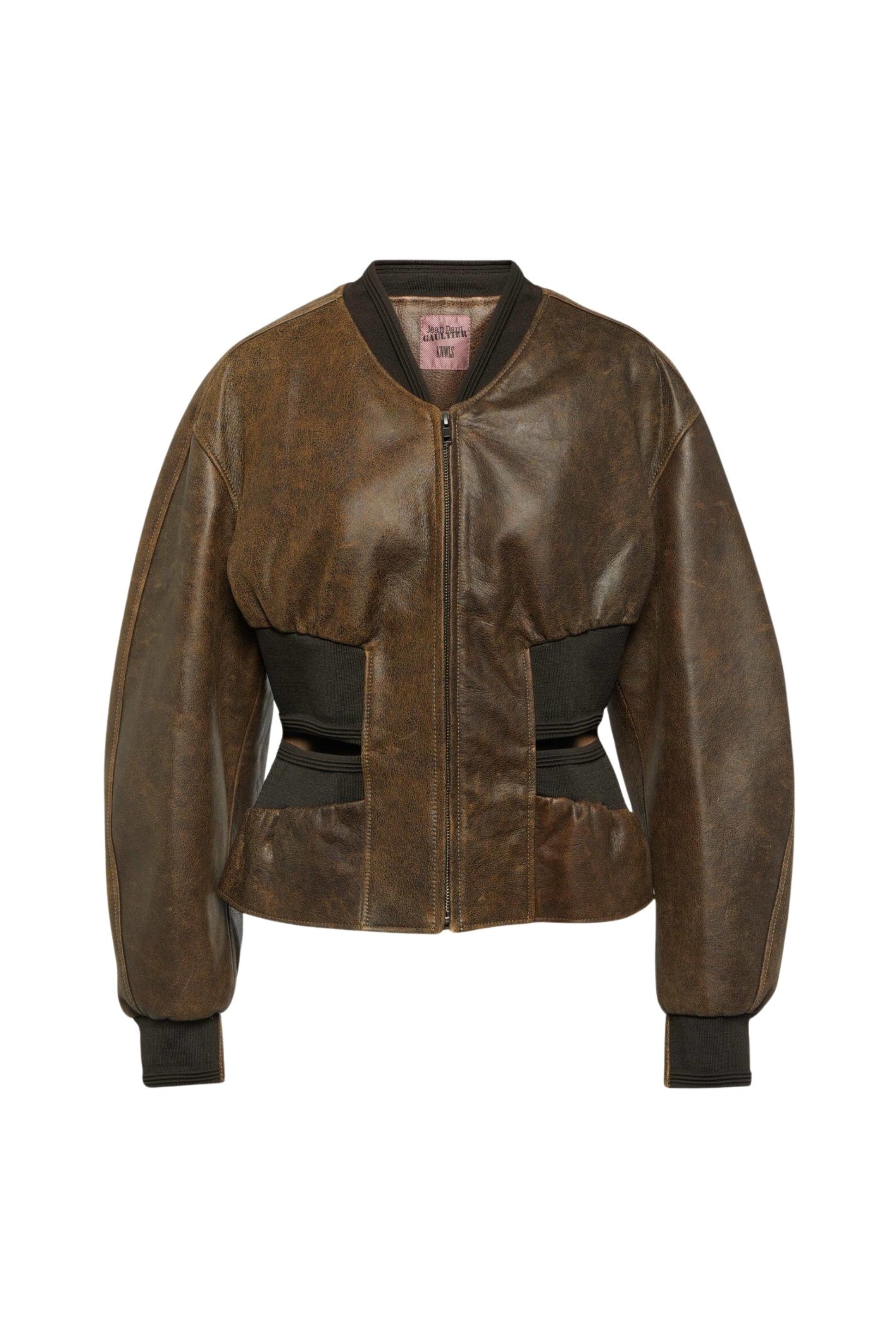 Bomber JPG x Knwls en cuir - Brown