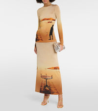 Printed high neck and long sleeve top - La Table Solaire