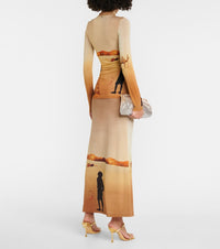 Printed high neck and long sleeve top - La Table Solaire