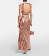 Top court en mesh à croisure au dos - Pink Gold