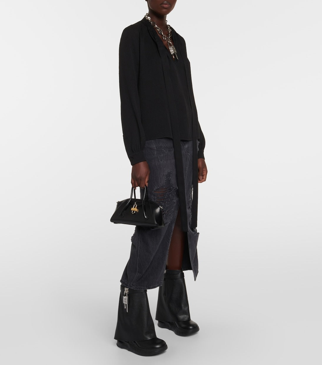 Bottines Shark Lock Biker 85 en cuir grainé - Black