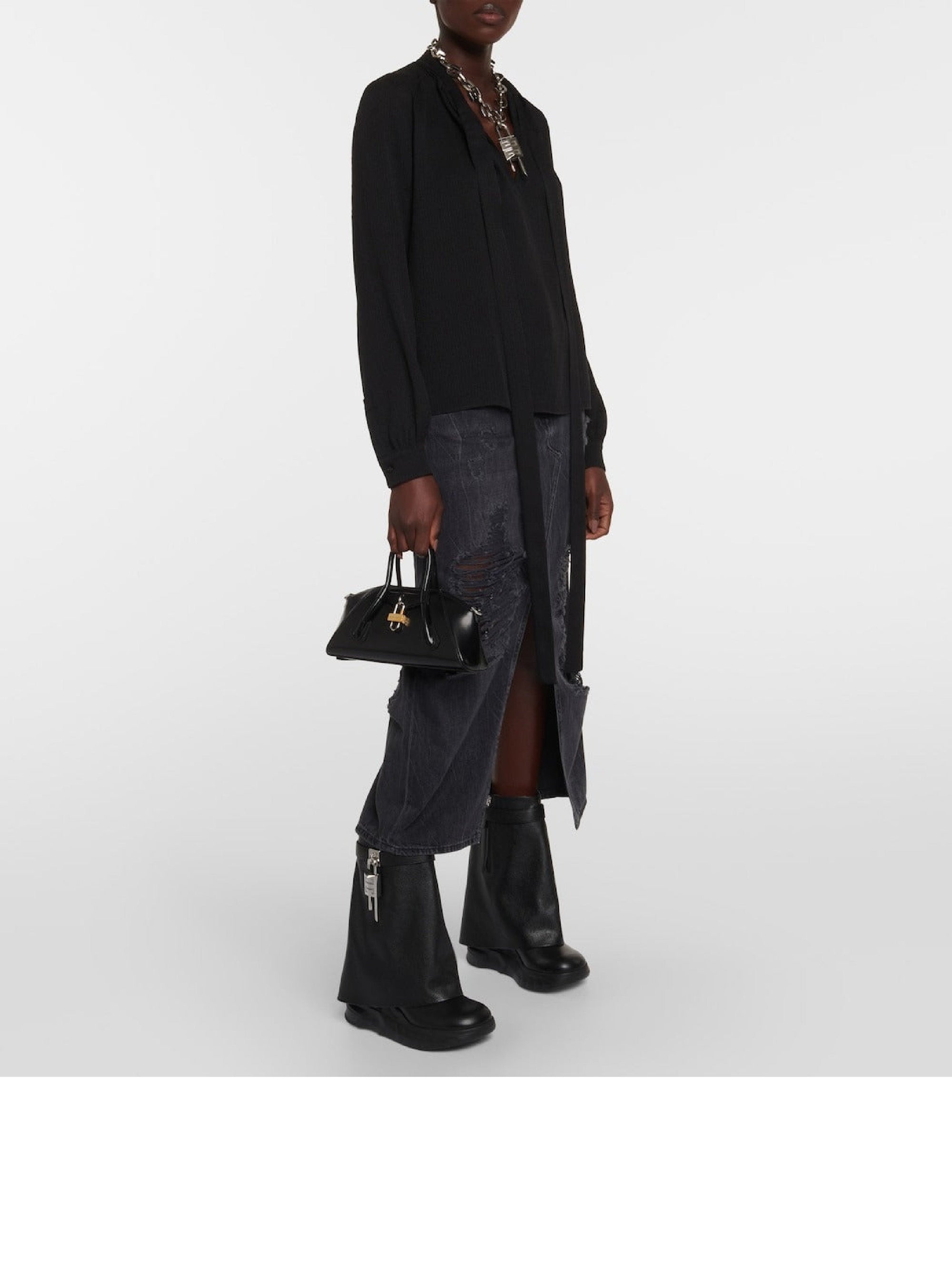 SHARK LOCK ANKLE BOOTS BIKER LOW WEDGE
