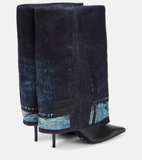 JPG x Jimmy Choo 95 print leather thigh-high boots - Indigo & Black
