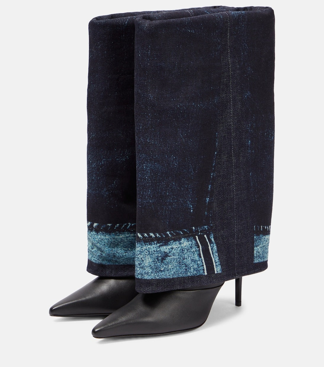 JPG x Jimmy Choo 95 print leather thigh-high boots - Indigo & Black