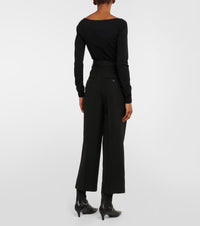 Pantalon à plis cousus en laine mélangée - Black