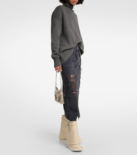 Bottines Shark Lock Biker 85 en cuir grainé - Beige