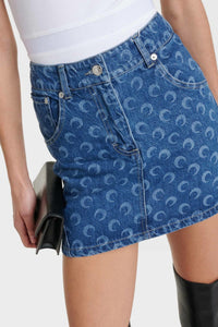 Moon Laser Denim Mini Skirt - Bleu