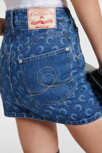 Moon Laser Denim Mini Skirt - Bleu