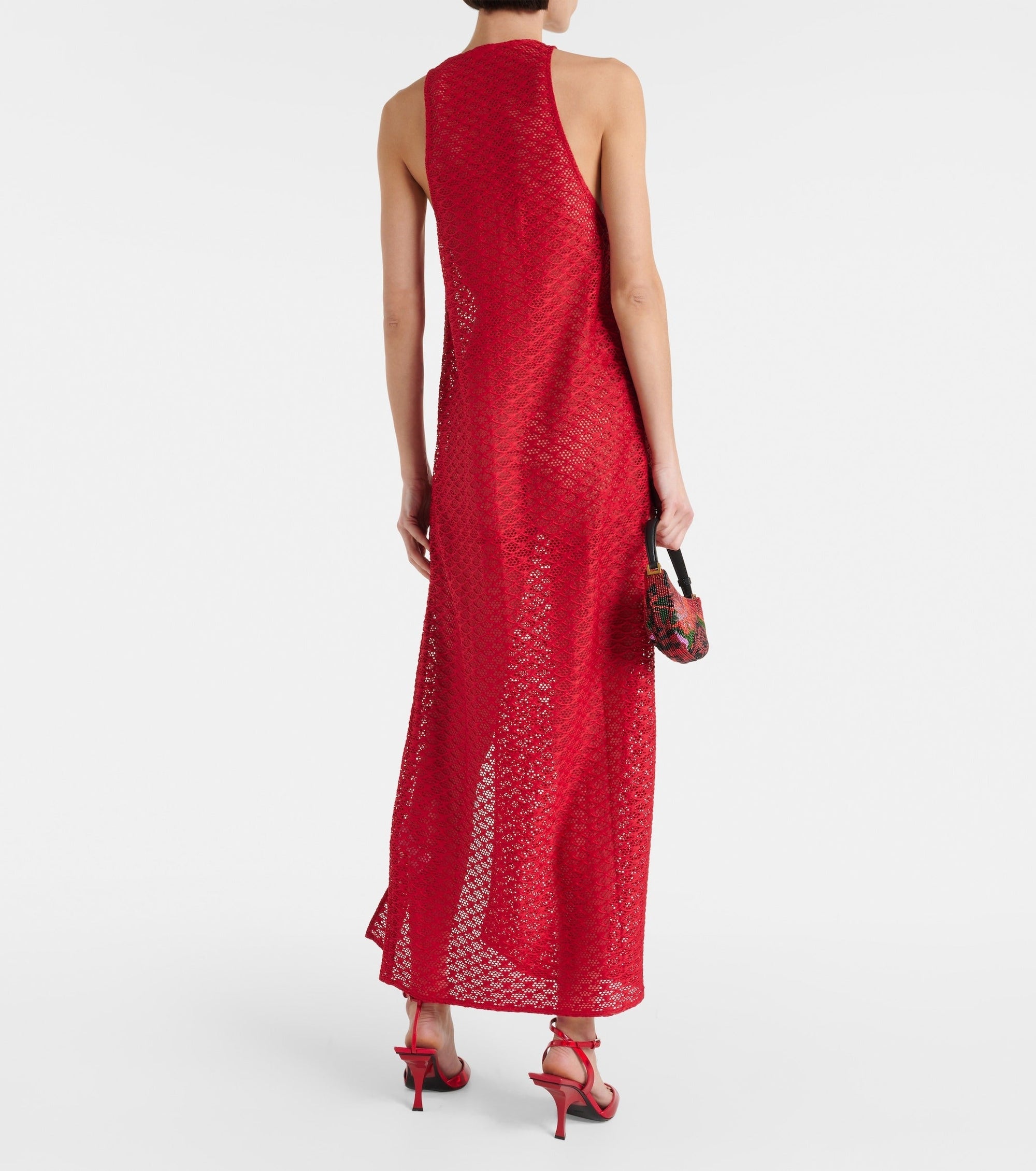 Robe longue résille en dentelle - Racing Red