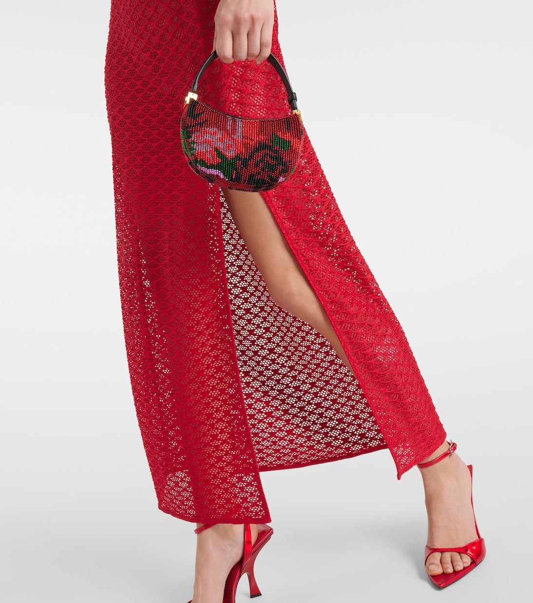 Robe longue résille en dentelle - Racing Red