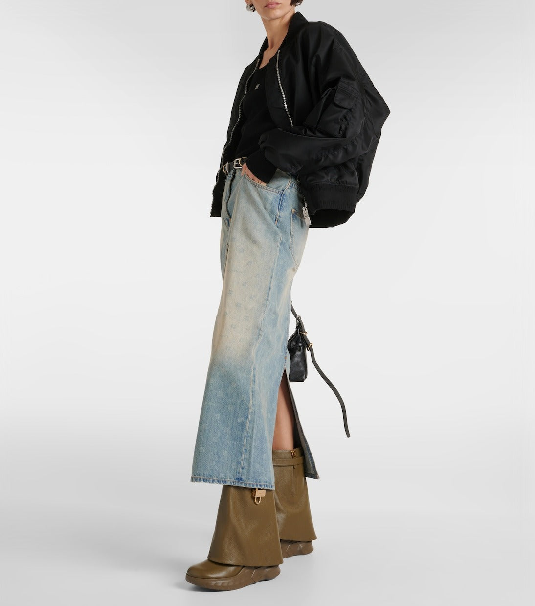 Bottines Shark Lock Biker 85 en cuir grainé - Dark Khaki