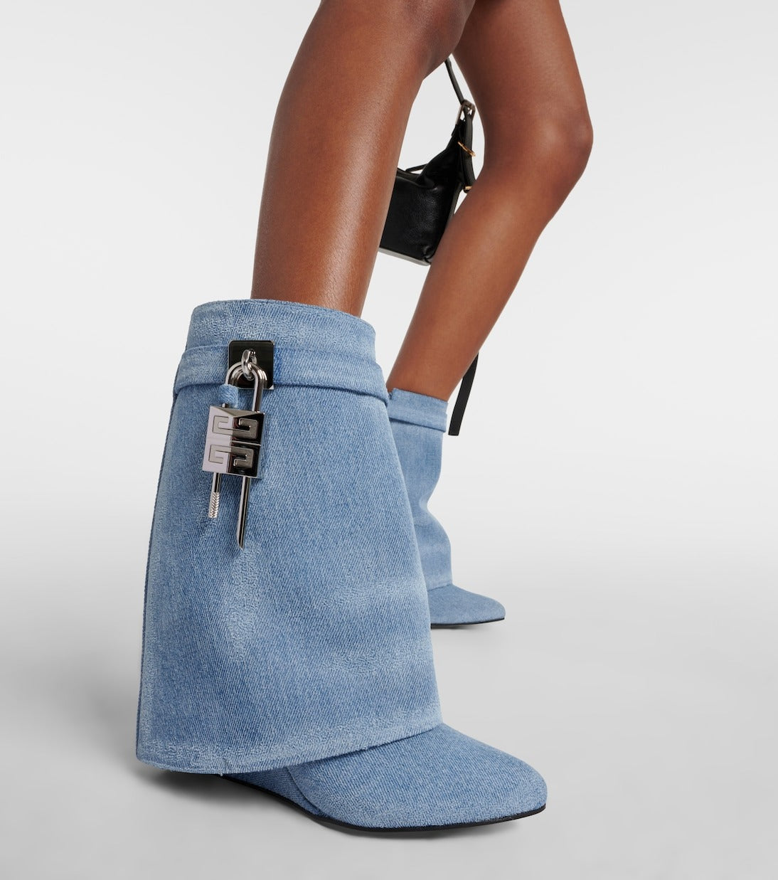 Bottines Shark Lock 90 en raphia - Denim Blue