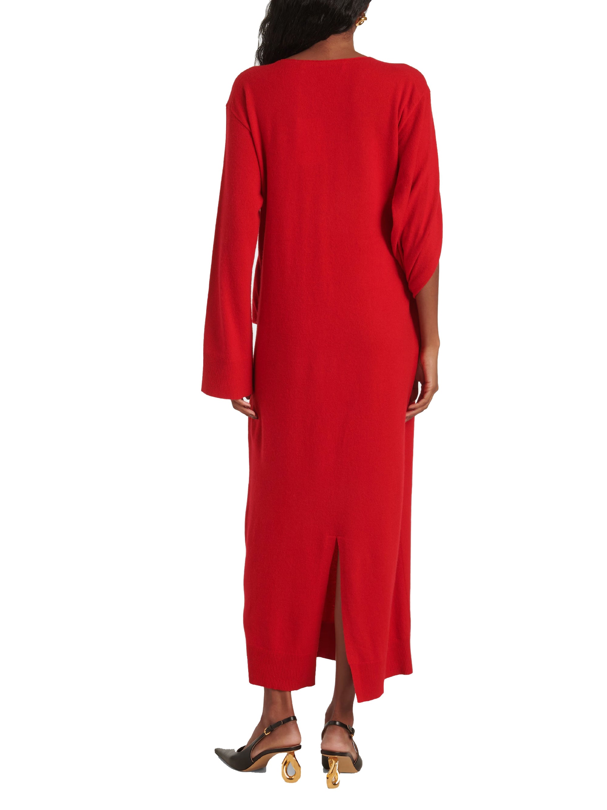 Robe longue asymétrique en laine - Bright Red