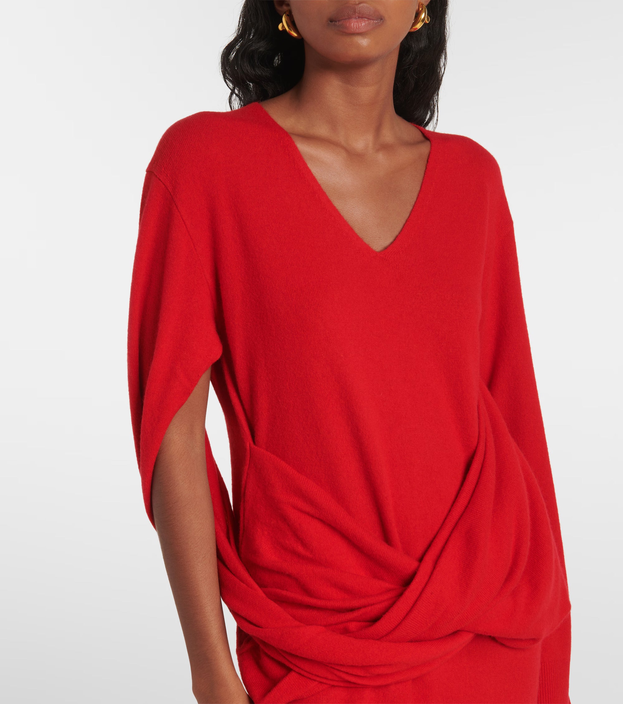 Robe Asymétrique Avec Drapé Sur Le Devant - Bright Red