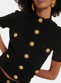 2-pocket knit jacket - Black