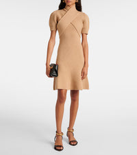 Biscuit / Robe à bustier croisé en laine et cachemire éco-responsable
