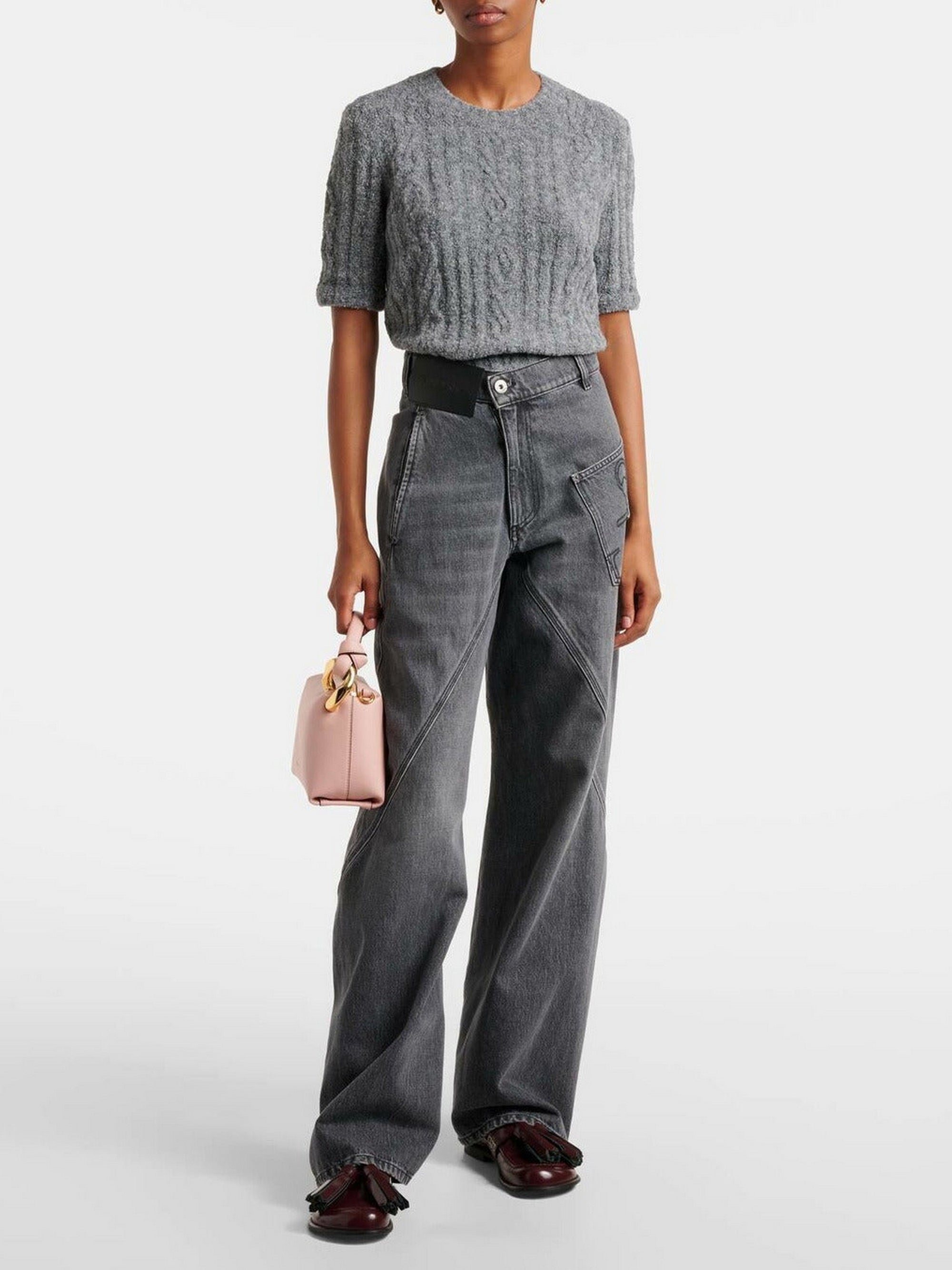 Pull à manches courtes en maille - Mid Grey