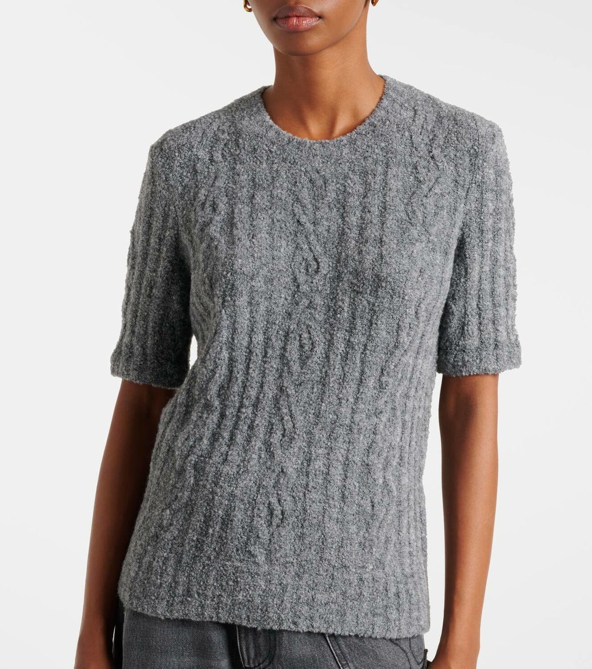 Pull à manches courtes en maille - Mid Grey